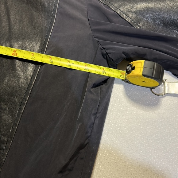 Armani Jeans Leather Jacket Mens Large Navy Blue - Picture 4 of 8